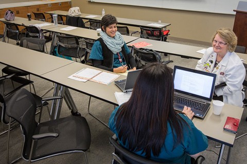 The debriefing rooms include three classrooms that can hold 20-25 people. While the classrooms are set up in a traditional lecture-style setting, the room accommodations are modular and meant to be moved in order to facilitate group dialogue and open discussions among teams.