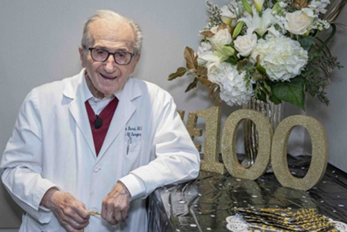 George Berci, MD, celebrated his 100th birthday.